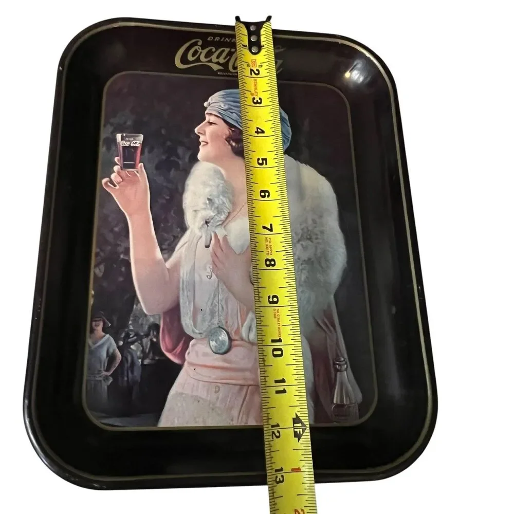 Vintage Coca-Cola Art Deco Flapper Lady Advertising Serving Tray Multicolor
